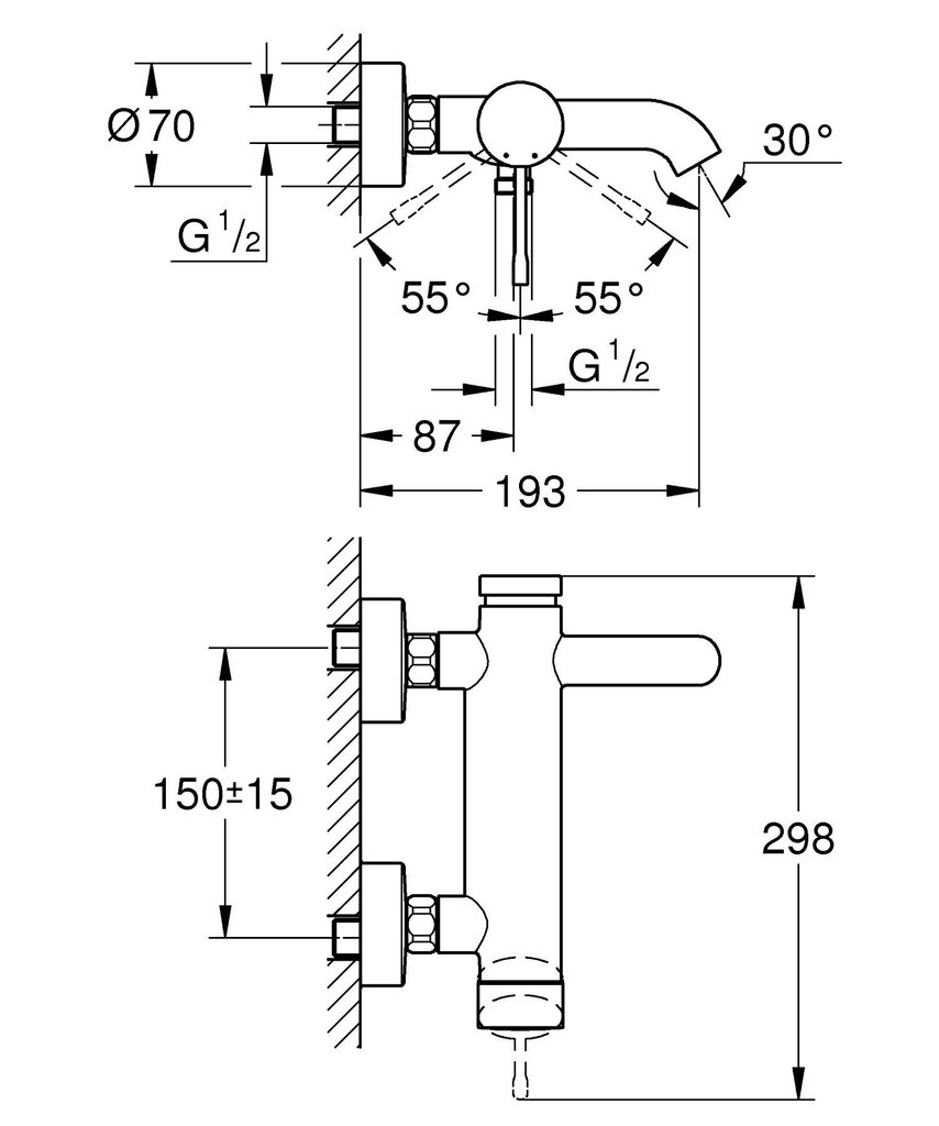 Termostaadiga vannisegisti Grohe Essence, 33624001 hind ja info | Vannitoa segistid | kaup24.ee