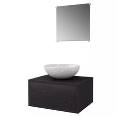 vidaXL-i kolmeosaline vannitoa mööbli- ja valamukomplekt, must hind ja info | Vannitoa komplektid | kaup24.ee