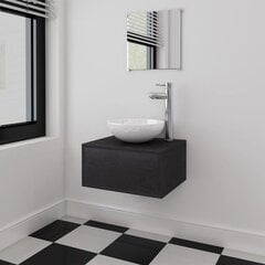 vidaXL-i kolmeosaline vannitoa mööbli- ja valamukomplekt, must hind ja info | Vannitoa komplektid | kaup24.ee