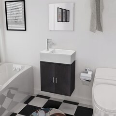 vidaXL-i kolmeosaline vannitoa mööbli- ja valamukomplekt, must цена и информация | Комплекты в ванную | kaup24.ee