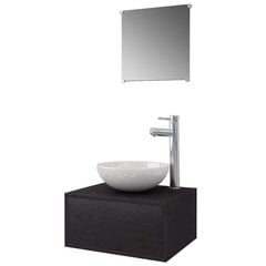 vidaXL-i neljaosaline vannitoamööbli komplekt valamu ja kraaniga, must hind ja info | Vannitoa komplektid | kaup24.ee