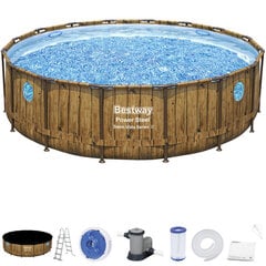 Каркасный бассейн с имитацией дерева Bestway 56725, 488x122 11в1 цена и информация | Бассейны | kaup24.ee