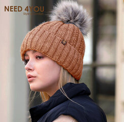 Naiste müts Need 4You, pruun, merino wool цена и информация | Женские шапки | kaup24.ee