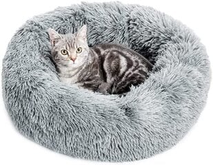 Круглая лежанка для кошек, собак Donut Light Grey 60 см цена и информация | Лежаки, домики | kaup24.ee