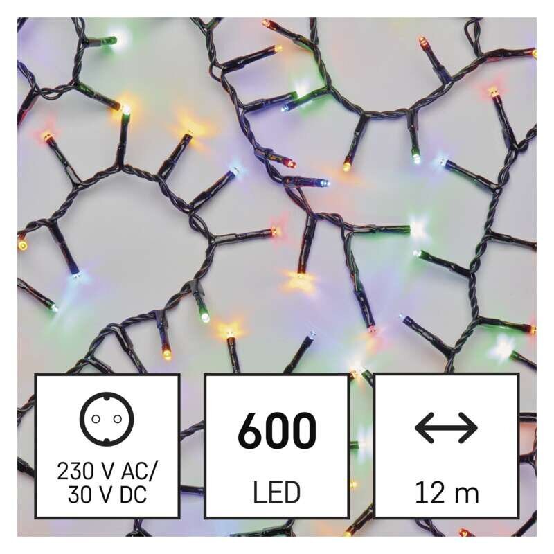 Mitmevärviline jõulutulede valguskett 600 LED Cluster, 12 m цена и информация | Jõulutuled | kaup24.ee