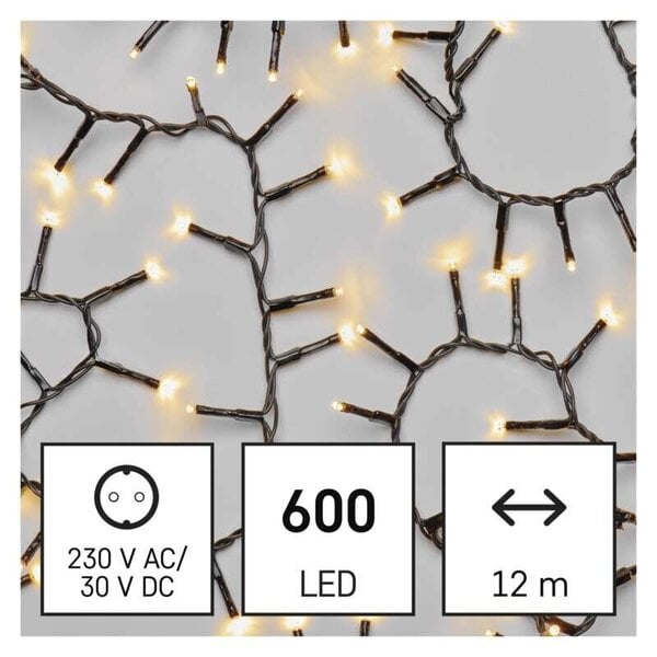 Jõulutulede valguskett 600 LED Cluster, Soe valge, 12 m hind | kaup24.ee