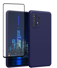 Protection set -silikoonist ümbris Samsung Galaxy A53 5G SoundBerry(real liquide silicone Easy Clean) sinine (Midnight blue) + kaitseklaas Superior 5D цена и информация | Чехлы для телефонов | kaup24.ee