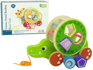 Puidust järelveetav sorteerija Krokodill, roheline hind ja info | Imikute mänguasjad | kaup24.ee