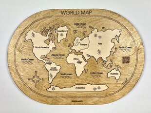 Laste puidust pusle „World map“ hind ja info | Arendavad mänguasjad | kaup24.ee
