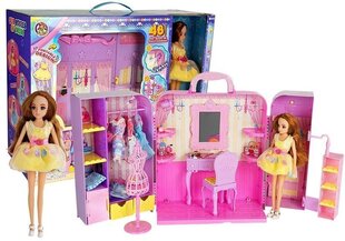 Lean Toys nukkude riietusruumi mängukomplekt valguse ja peegliga, roosa цена и информация | Игрушки для девочек | kaup24.ee