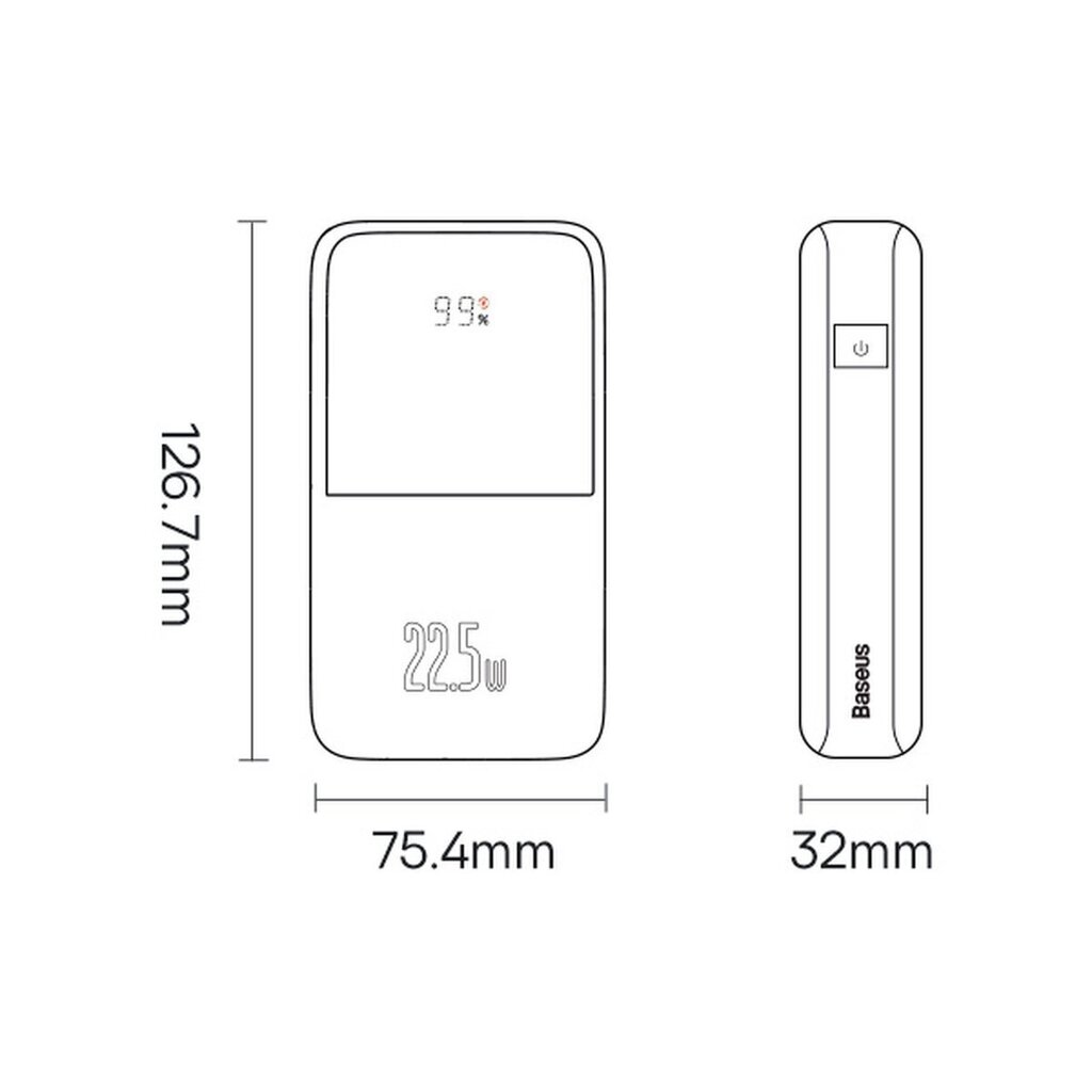 Baseus Pro 20000 mAh 22.5W USB Type A - USB Type C 3A 0.3m (PPBD040301) hind ja info | Akupangad | kaup24.ee