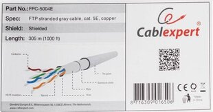 Gembird paigaldusKaabel FTP, 4x2, kat. 5e, Kaabel 305m, hall цена и информация | Кабели и провода | kaup24.ee