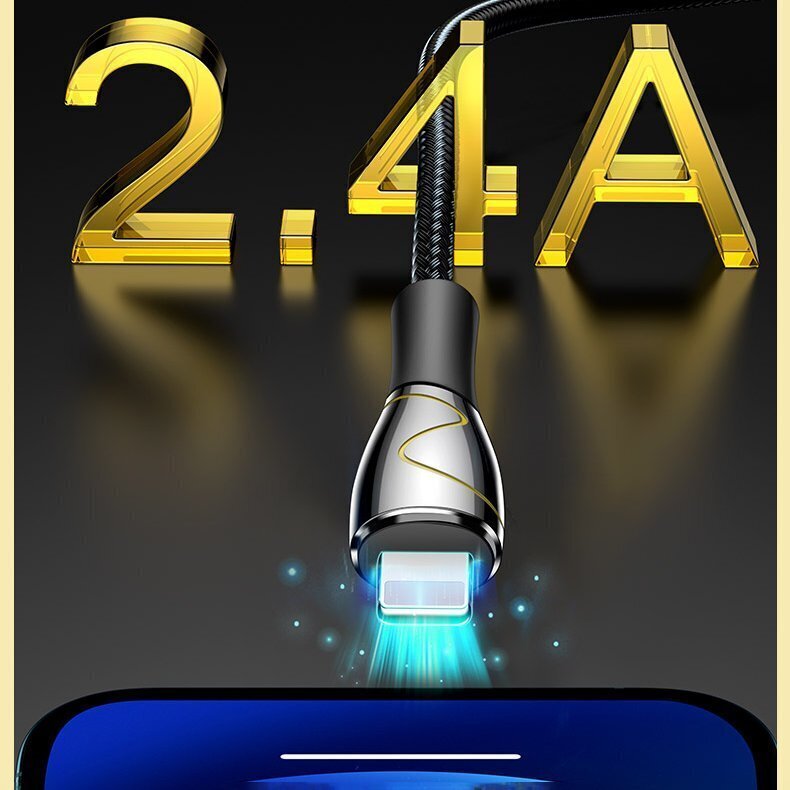 Joyroom Mermaid, USB - Lightning cable 2,4A 2m black (S-2030K6) hind ja info | Mobiiltelefonide kaablid | kaup24.ee