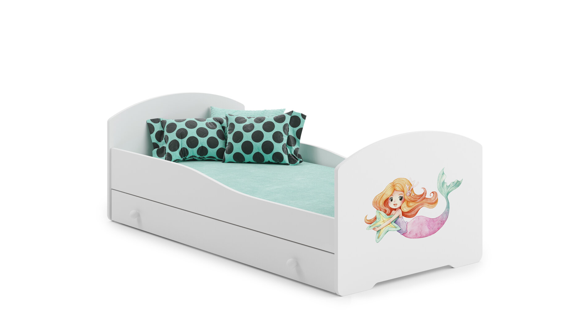 Voodi ADRK Furniture Pepe Mermaid with a Star, 140x70 cm, valge hind ja info | Lastevoodid | kaup24.ee