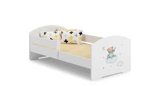 Кровать ADRK Furniture Pepe Barrier Teddy Bear and Cloud, 140x70 см, белая цена и информация | Детские кровати | kaup24.ee