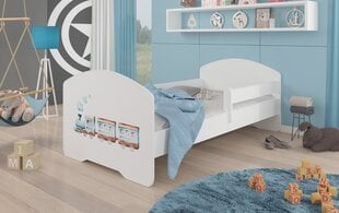 Voodi ADRK Furniture Pepe Barrier Railway, 140x70 cm, valge цена и информация | Детские кровати | kaup24.ee