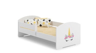 Voodi ADRK Furniture Pepe Barrier Unicorn, 140x70 cm, valge цена и информация | Детские кровати | kaup24.ee