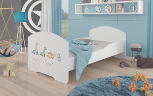 Voodi ADRK Furniture Pepe Barrier Dinosaurs, 160x80 cm, valge цена и информация | Детские кровати | kaup24.ee