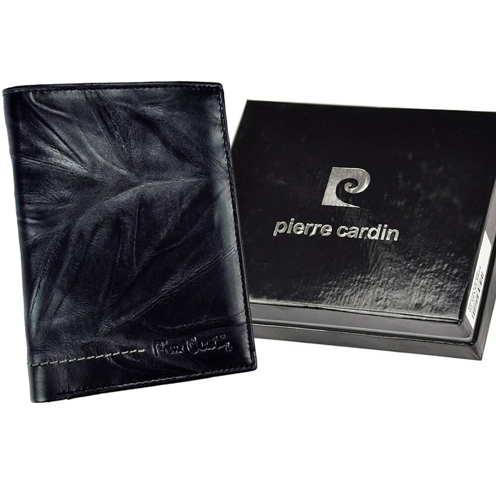 Meeste naturaalsest nahast rahakott Pierre Cardin, must hind ja info | Meeste rahakotid | kaup24.ee