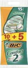 Ühekordsed raseerimisterad Bic Comfort, 10 +5 tk. цена и информация | Косметика и средства для бритья | kaup24.ee