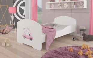 Voodi ADRK Furniture Pepe Barrier Cat in a Car, 160x80 cm, valge hind ja info | Lastevoodid | kaup24.ee