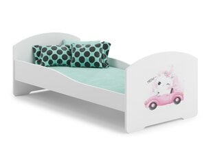 Кровать ADRK Furniture Pepe Barrier Cat in a Car, 160х80 см, белая цена и информация | Детские кровати | kaup24.ee