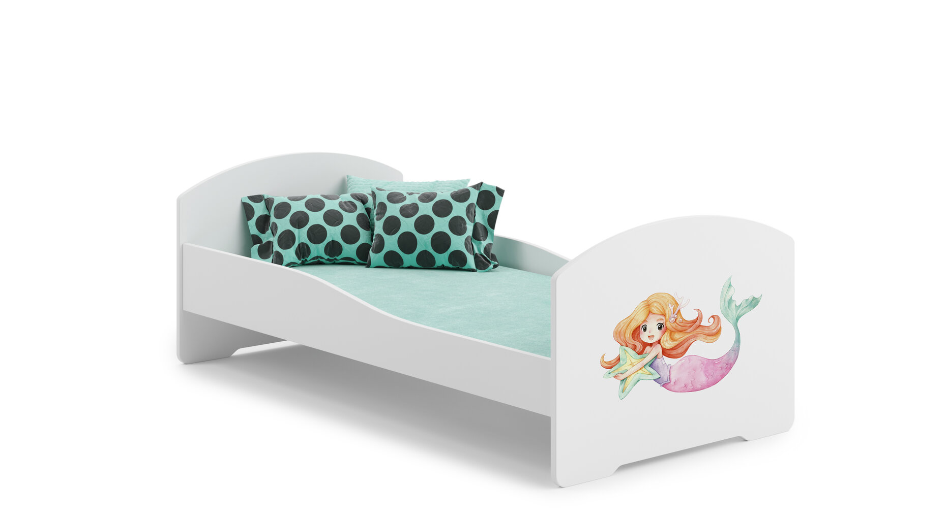 Voodi ADRK Furniture Pepe Mermaid with a Star, 140x70 cm, valge hind ja info | Lastevoodid | kaup24.ee