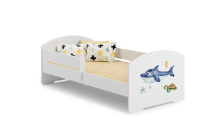 Кровать ADRK Furniture Pepe Barrier Sea Animals, 140x70 см, белая цена и информация | Детские кровати | kaup24.ee