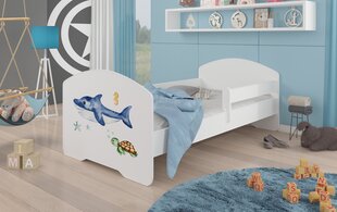 Voodi ADRK Furniture Pepe Barrier Sea Animals, 140x70 cm, valge цена и информация | Детские кровати | kaup24.ee