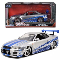 Автомобиль Форсаж Nissan Skyline GTR 1:24 Брайана цена и информация | Игрушки для мальчиков | kaup24.ee