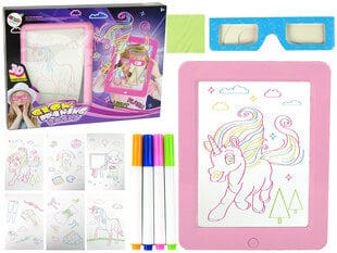 Доска для рисования с подсветкой и 3D очками, розовый цвет цена и информация | Развивающие игрушки | kaup24.ee