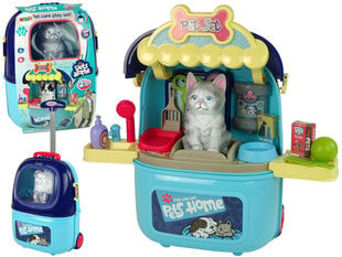 Loomade ilusalong kassipojaga kohvris, sinine hind ja info | Tüdrukute mänguasjad | kaup24.ee