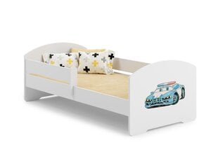 Voodi ADRK Furniture Pepe Barrier Police Car, 160x80 cm, valge цена и информация | Детские кровати | kaup24.ee