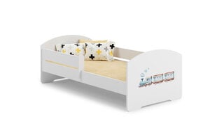 Voodi ADRK Furniture Pepe Barrier Railway, 160x80 cm, valge цена и информация | Детские кровати | kaup24.ee