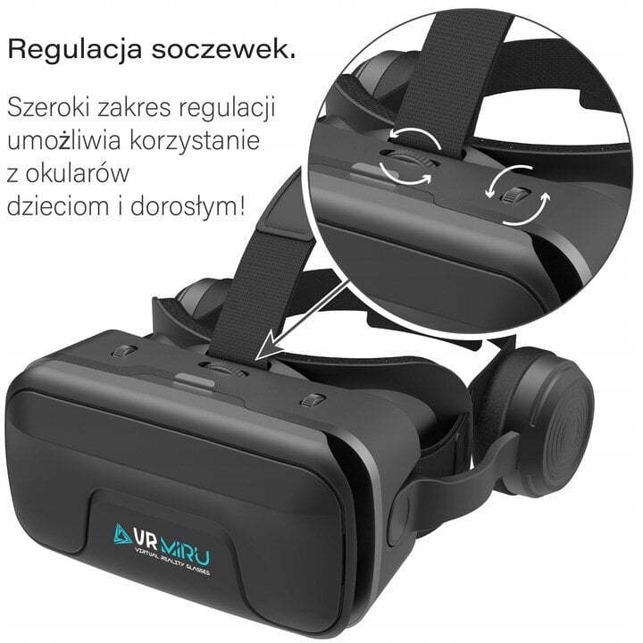 3D VR prillid Miru telefonile + Kõrvaklapid hind ja info | Virtuaalreaalsuse prillid | kaup24.ee