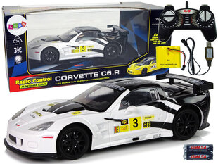 Raadio teel juhitav sportauto Corvette C6.R 1:18 valge hind ja info | Poiste mänguasjad | kaup24.ee