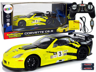 Raadio teel juhitav sportauto Corvette C6.R 1:18 kollane hind ja info | Poiste mänguasjad | kaup24.ee