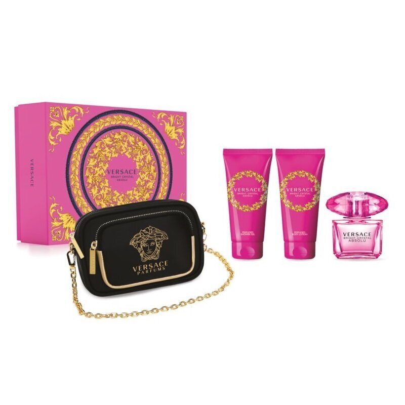 Komplekt naistele: Versace Bright Crystal Absolu EDP 90 ml + kehakreem 100 ml + dušigeel 100 ml + kosmeetikakott hind ja info | Naiste parfüümid | kaup24.ee