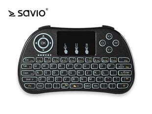 Juhtmeta miniklaviatuur Savio KW-01 arvutile / PS4 / XBOX / nutitelerile / Android + puuteplaat, must hind ja info | Klaviatuurid | kaup24.ee