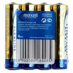 Patareid Maxell Alkaline, AAA (LR03), 4 tk. цена и информация | Батарейки | kaup24.ee