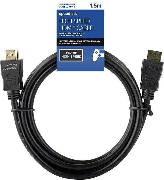 Speedlink PS4 HDMI kaabel (SL-450101-BK-150), 1.5m, must hind ja info | Kaablid ja juhtmed | kaup24.ee