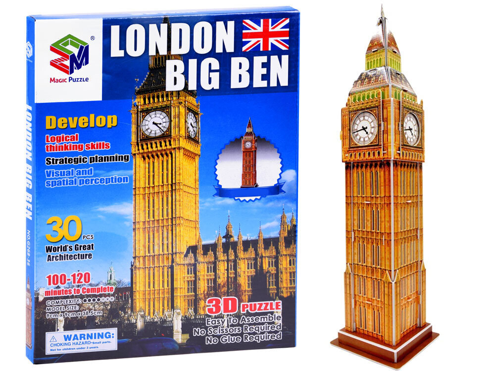 3D pusle 30 tk London Big Ben ZA3802 цена и информация | Pusled | kaup24.ee