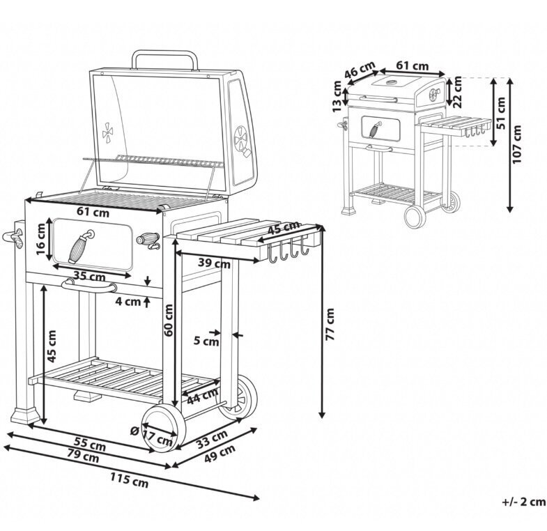 Beliani söegrill, 107x79 hind ja info | Grillid | kaup24.ee