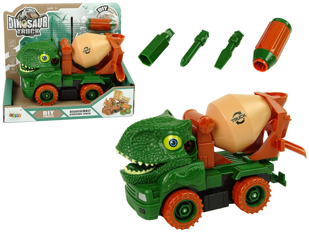 Kokkupandav dinosaurus-veoauto Dinosaur Truck, roheline hind ja info | Poiste mänguasjad | kaup24.ee
