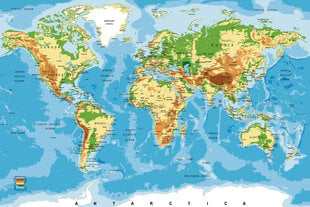 Фотообои - Карта мира 375х250 см цена и информация | Фотообои | kaup24.ee