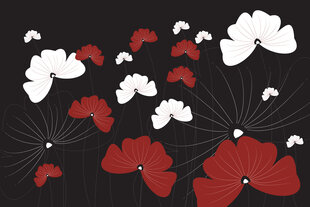 Fototapeet - Stiliseeritud lilled mustal taustal 375x250 cm hind ja info | Fototapeedid | kaup24.ee
