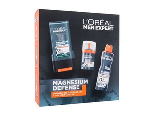 Косметический набор для мужчин Loréal Paris Men Expert Magnesium Defense дневной крем 50 мл, дезодорант 150 мл, гель для душа Magnesium Defense 300 мл цена и информация | Кремы для лица | kaup24.ee