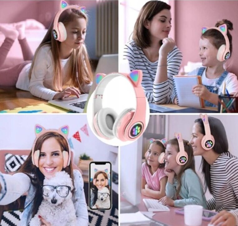 Laste juhtmeta LED kõrvaklapid, karbis, Must hind ja info | Kõrvaklapid | kaup24.ee