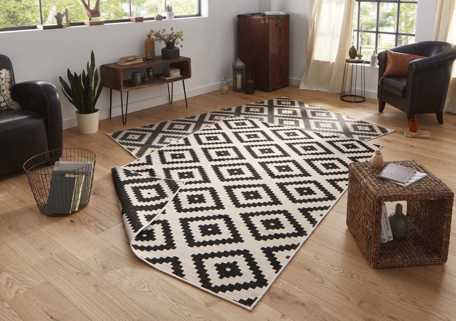 Vaip NORTHRUGS Twin Malta Black Cream, 80x250 cm hind ja info | Vaibad | kaup24.ee