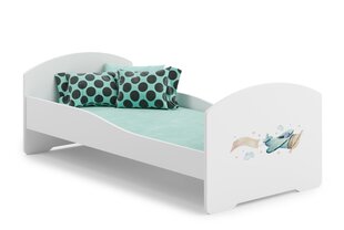 Voodi ADRK Furniture Pepe Plane with a Banner, 160x80 cm, valge цена и информация | Детские кровати | kaup24.ee